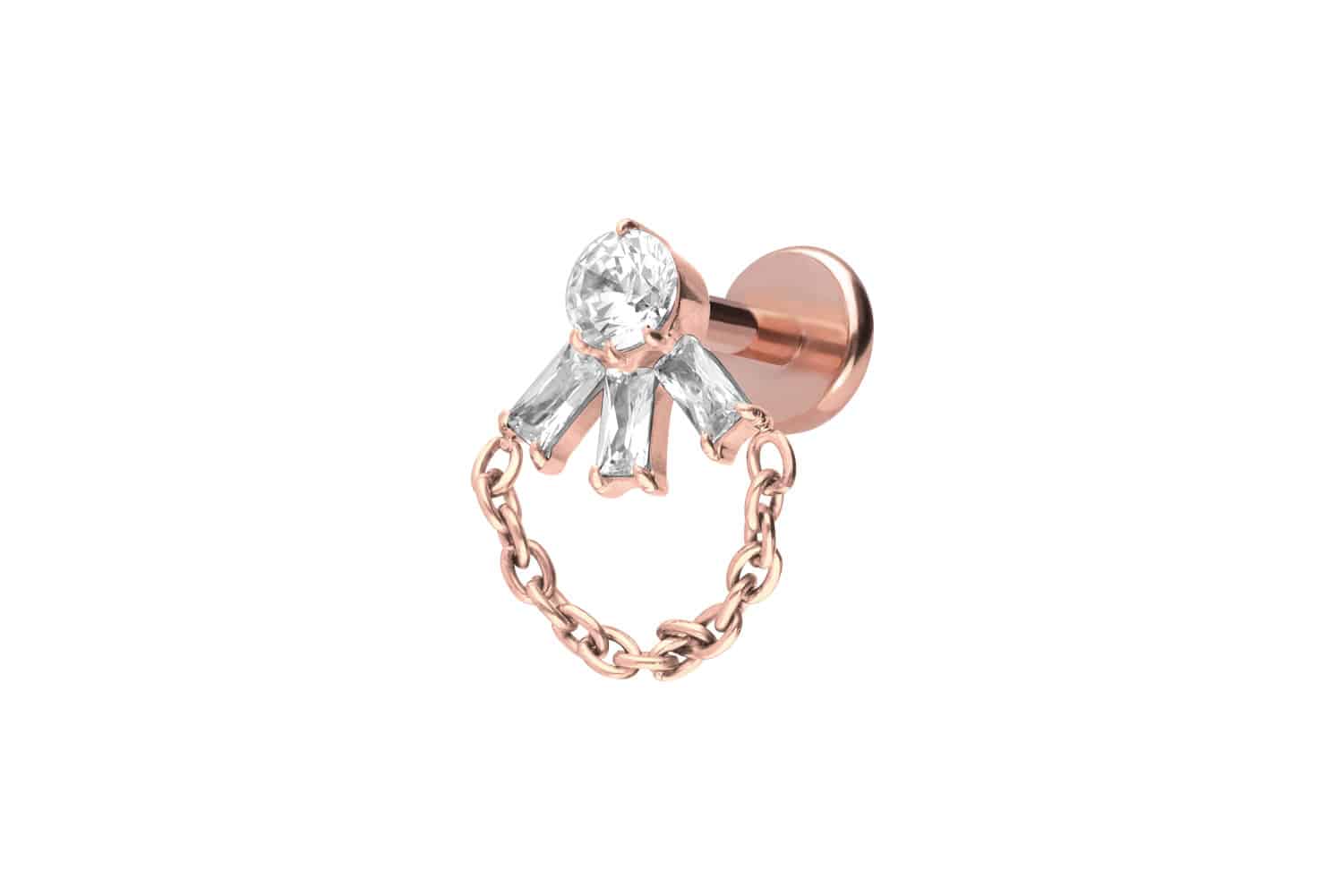Titan Labret Piercing mit Push Fit LOTUSBLÜTE + KETTE
